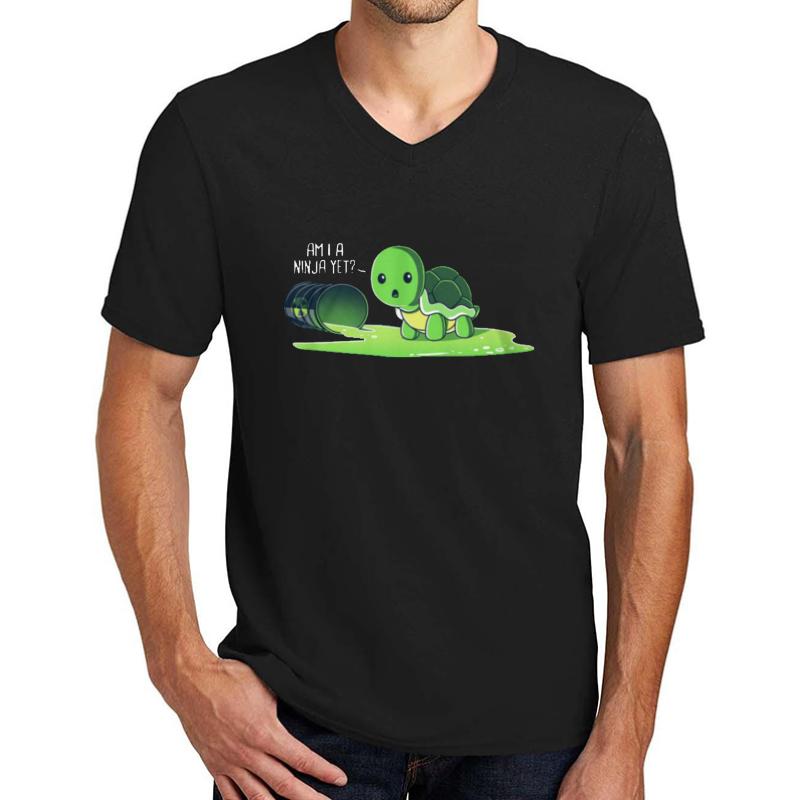 Turtle - Am I A Ninja Yet? Unisex V-Neck T-Shirt Men Black