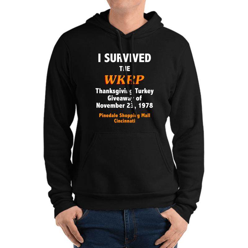 Wkrp Turkey Drop Survivor Unisex Hooded Sweatshirt Men Black