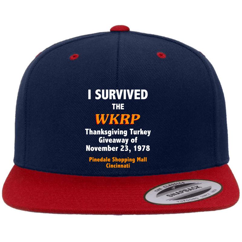 Wkrp Turkey Drop Survivor Premium Flat Bill Snapback Cap  Navy