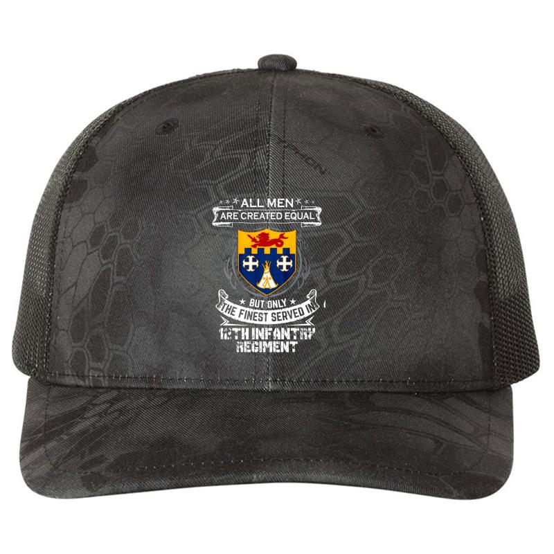 12Th Infantry Regiment Richardson Premium Trucker Snapback Cap  Kryptek Typhon Black