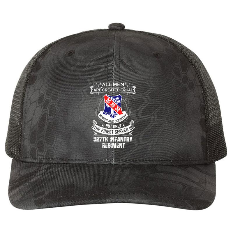 327Th Infantry Regiment Richardson Premium Trucker Snapback Cap  Kryptek Typhon Black