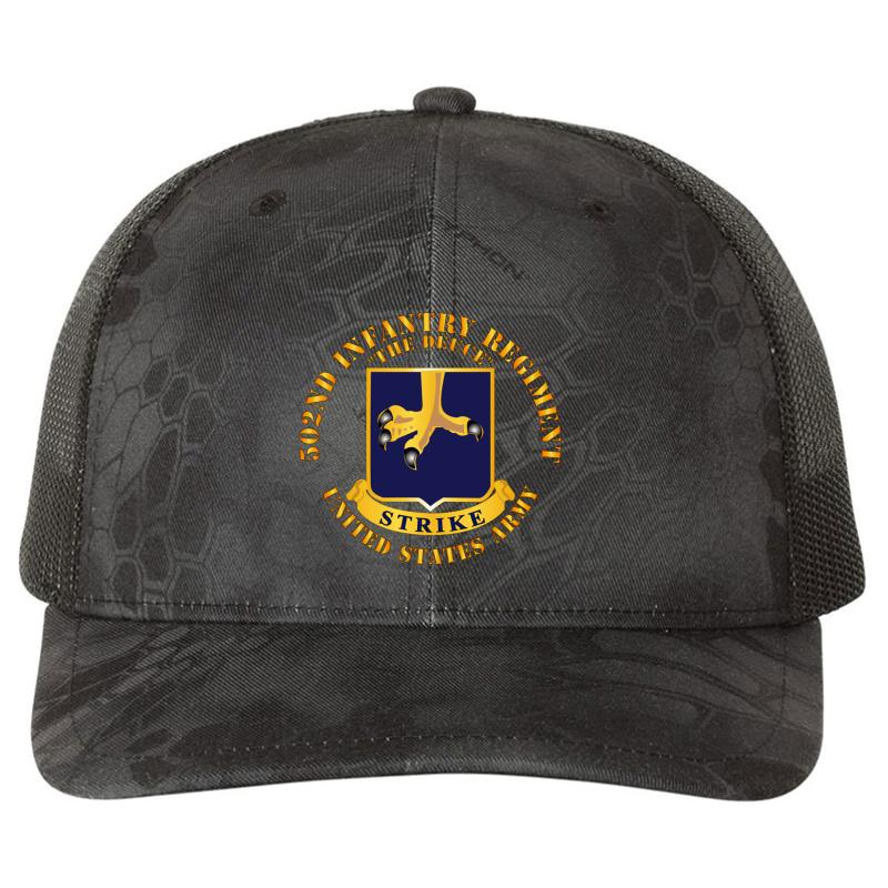 502Nd Infantry Regiment Richardson Premium Trucker Snapback Cap  Kryptek Typhon Black