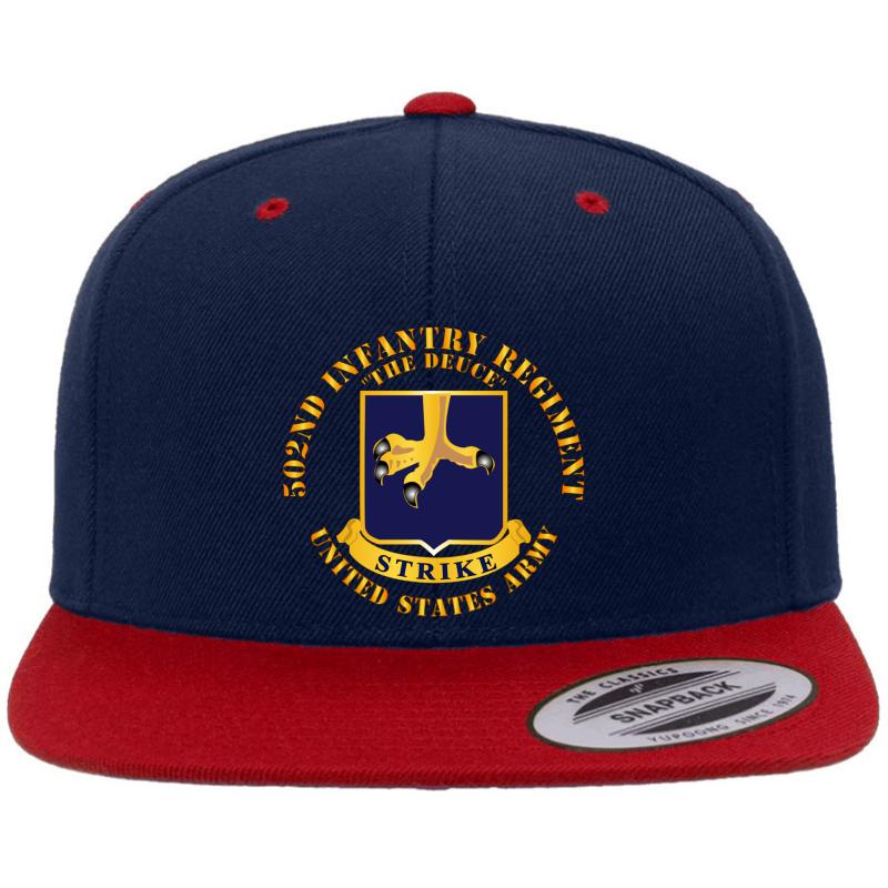 502Nd Infantry Regiment Premium Flat Bill Snapback Cap  Navy