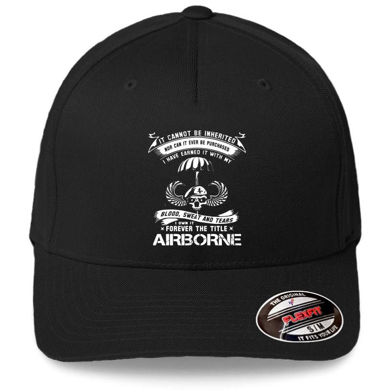 Airborne Infantry Mom Airborne Jump Wing Flexfit Baseball Cap  Black