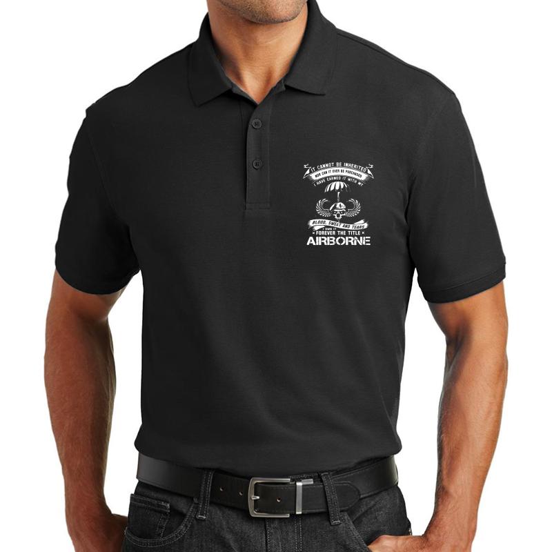 Airborne Infantry Mom Airborne Jump Wing Unisex Polo Jersey Sport Shirt Men Black