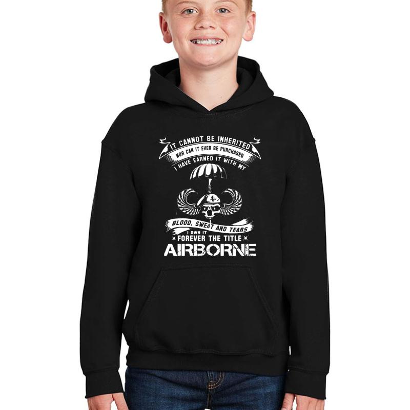 Airborne Infantry Mom Airborne Jump Wing Youth Hooded Sweatshirt Boy Black