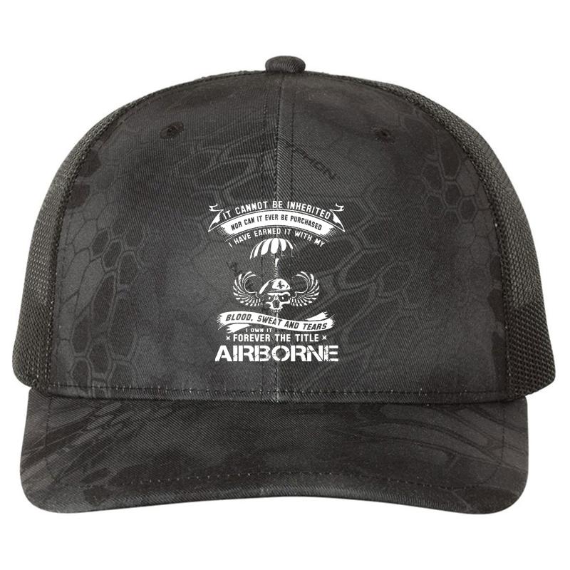 Airborne Infantry Mom Airborne Jump Wing Richardson Premium Trucker Snapback Cap  Kryptek Typhon Black