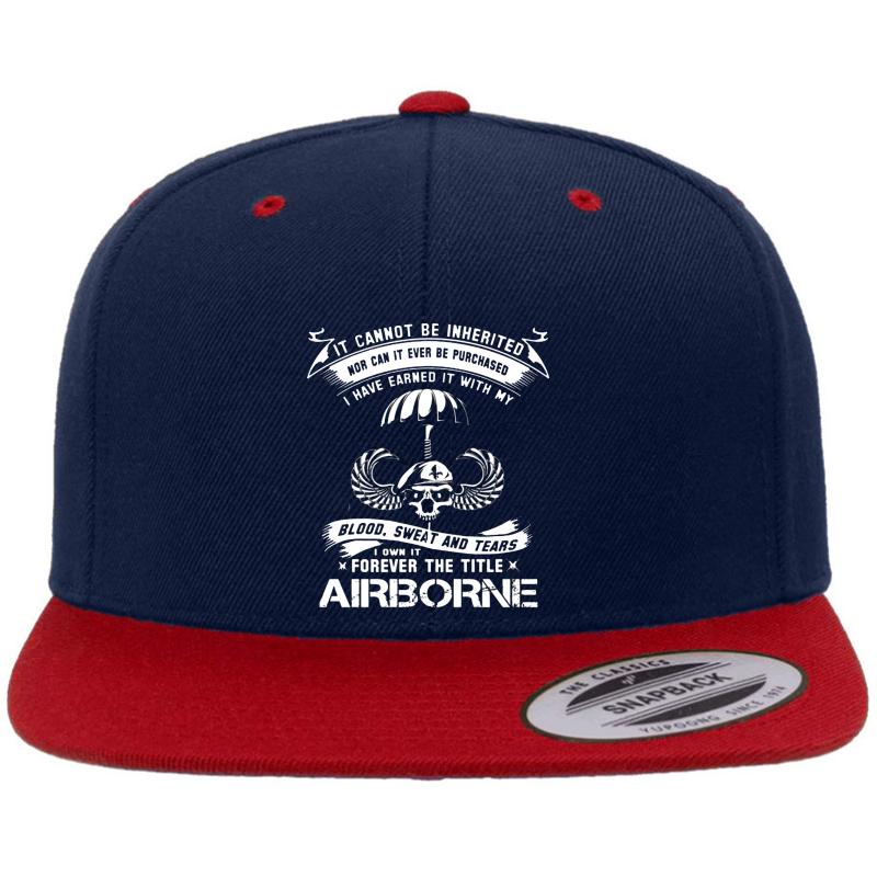 Airborne Infantry Mom Airborne Jump Wing Premium Flat Bill Snapback Cap  Navy