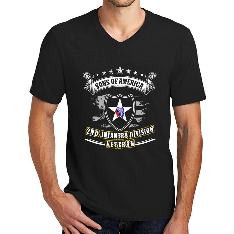 2Nd Infantry Division United States  Unisex V-Neck T-Shirt Men Black