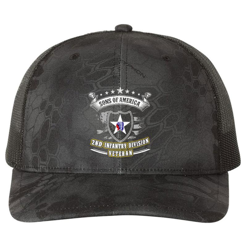 2Nd Infantry Division United States  Richardson Premium Trucker Snapback Cap  Kryptek Typhon Black