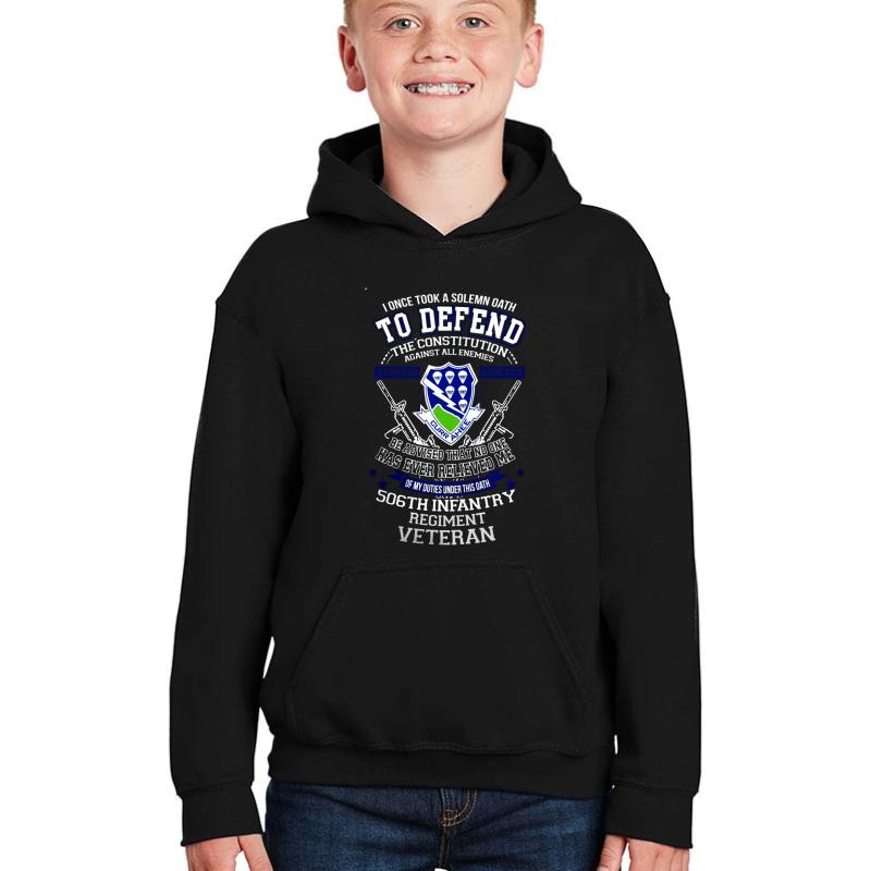 506Th Infantry Regiment Youth Hooded Sweatshirt Boy Black