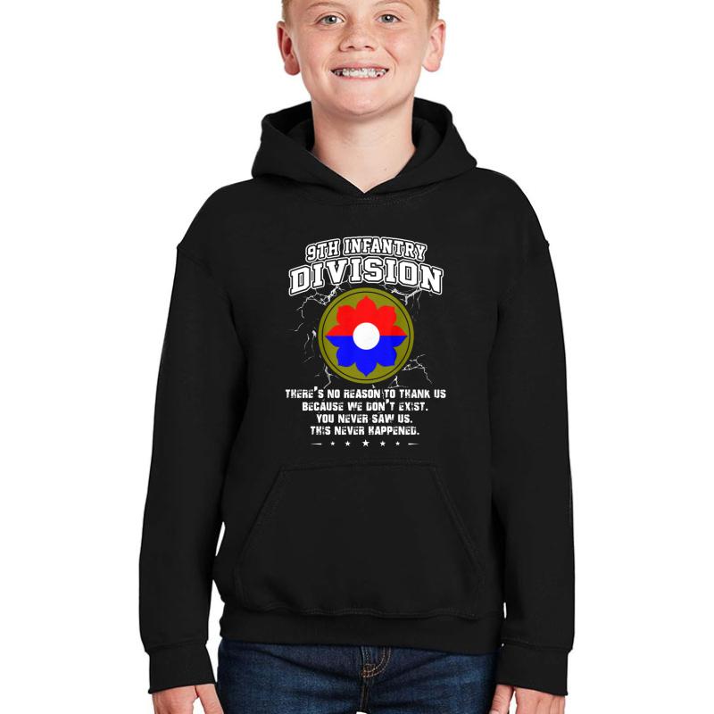 Theres No 9Th Infantry Division Youth Hooded Sweatshirt Boy Black