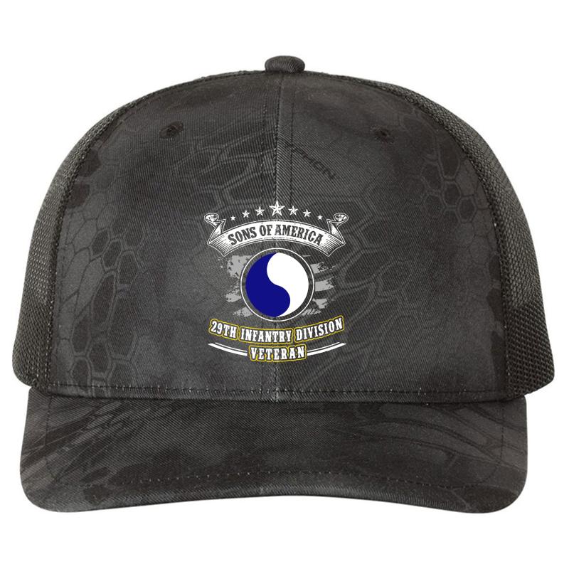 29Th Infantry Division United States  Richardson Premium Trucker Snapback Cap  Kryptek Typhon Black