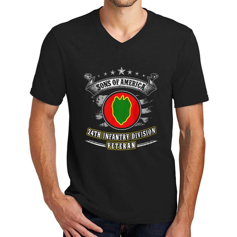 24Th Infantry Division United States  Unisex V-Neck T-Shirt Men Black