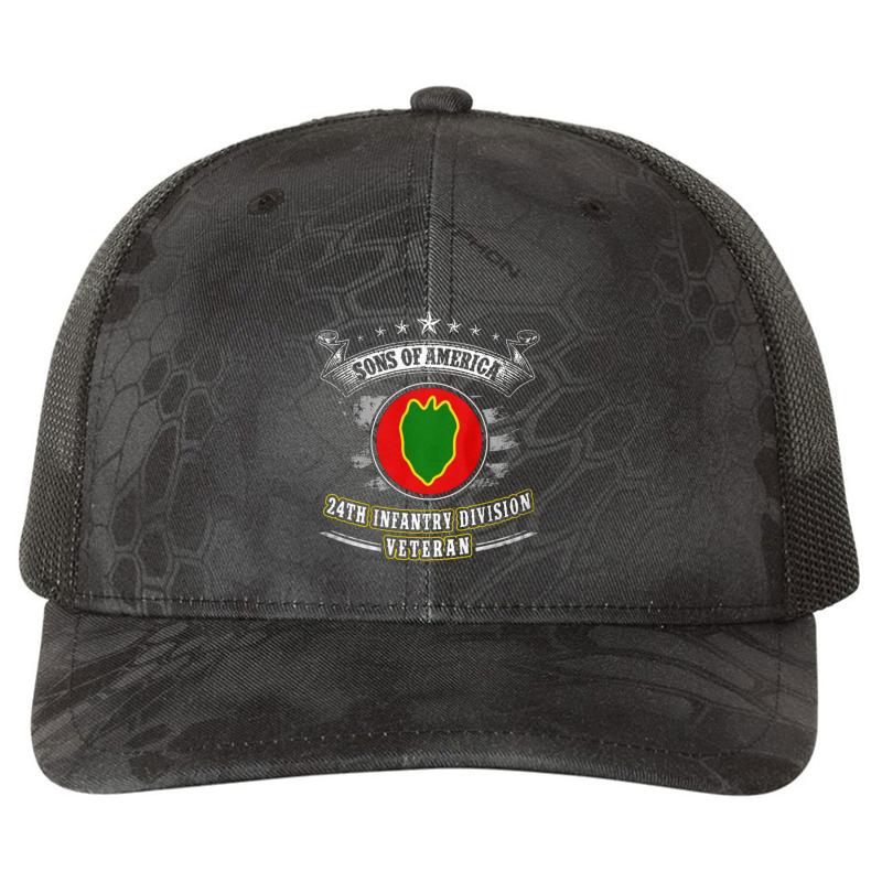 24Th Infantry Division United States  Richardson Premium Trucker Snapback Cap  Kryptek Typhon Black