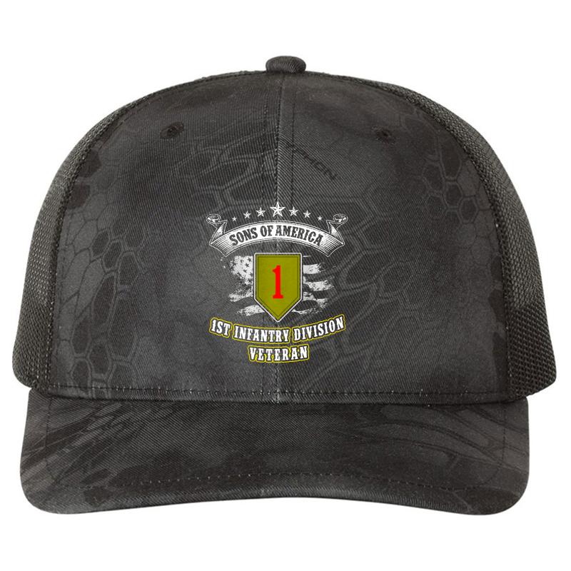 1St Infantry Division United States  Richardson Premium Trucker Snapback Cap  Kryptek Typhon Black