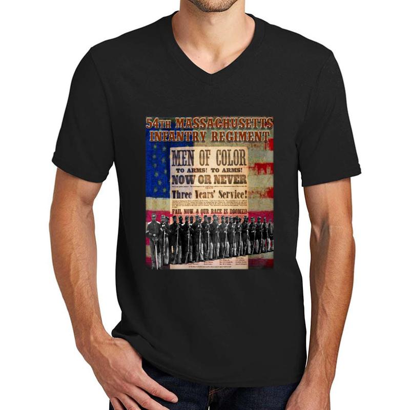 54Th Massachusetts Infantry Regiment Unisex V-Neck T-Shirt Men Black