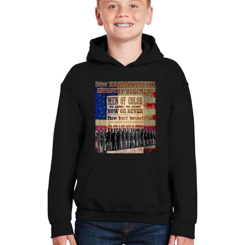 54Th Massachusetts Infantry Regiment Youth Hooded Sweatshirt Boy Black