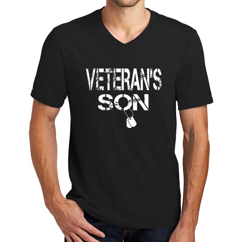 Veterans Son Unisex V-Neck T-Shirt Men Black