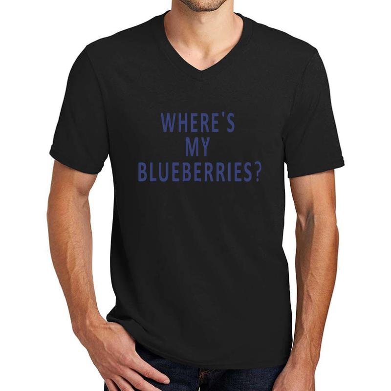 Where's My Blueberries Unisex V-Neck T-Shirt Men Black