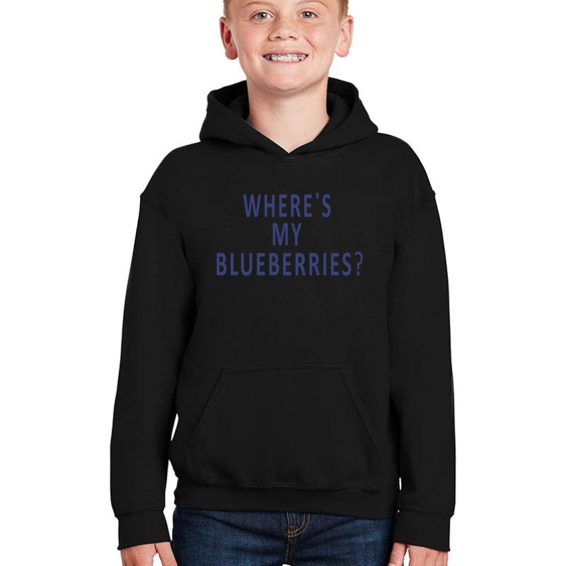 Where's My Blueberries Youth Hooded Sweatshirt Boy Black