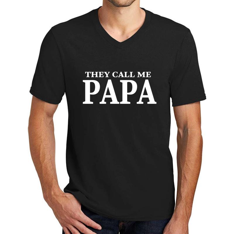 They Call Me Papa Unisex V-Neck T-Shirt Men Black