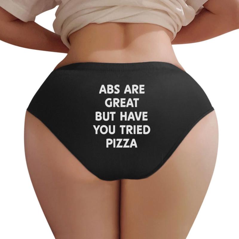 Abs Are Great But Have You Tried Pizza Women Underwear Panties Women Black