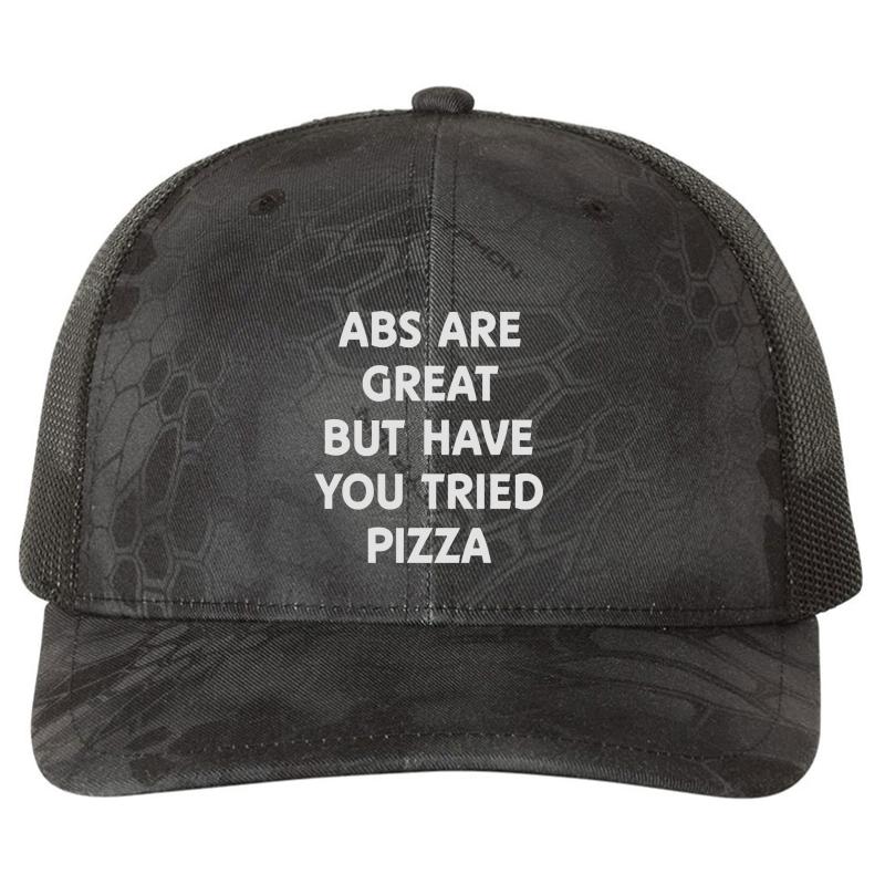 Abs Are Great But Have You Tried Pizza Richardson Premium Trucker Snapback Cap  Kryptek Typhon Black