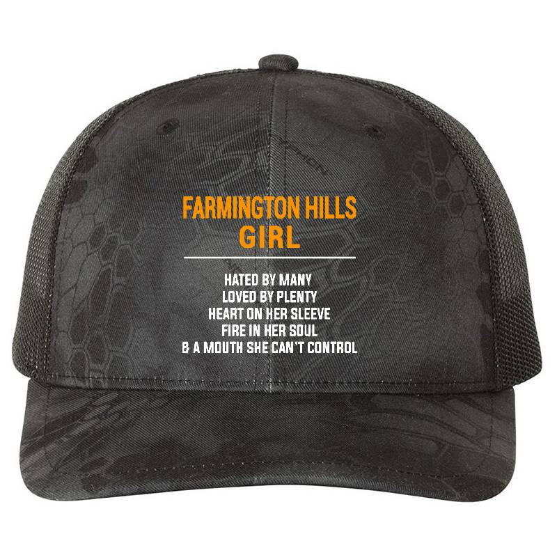 Farmington Hills Mi Girl - Heart On Sleeve. Customizable City Flexfit Baseball Caps