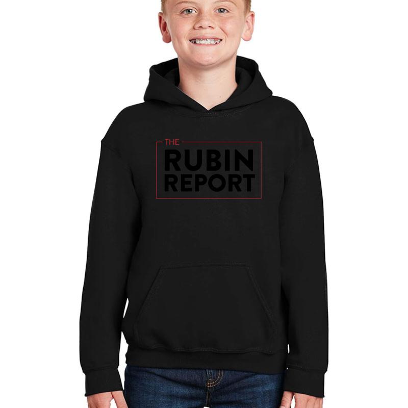 The Rubin Report Small White Logo  Youth Hooded Sweatshirt Boy Black