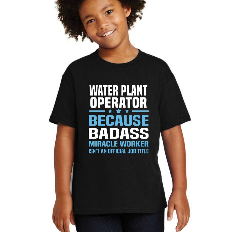 Water Plant Operator Youth T-Shirt Boy Black