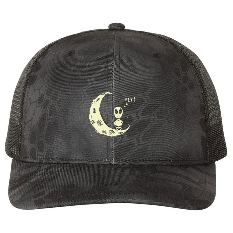 Alien On The Moon Richardson Premium Trucker Snapback Cap  Kryptek Typhon Black