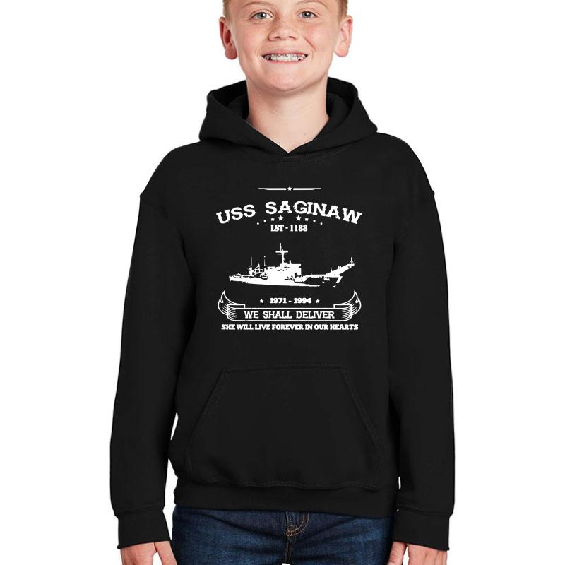 Uss Saginaw Memories Youth Hooded Sweatshirt Boy Black