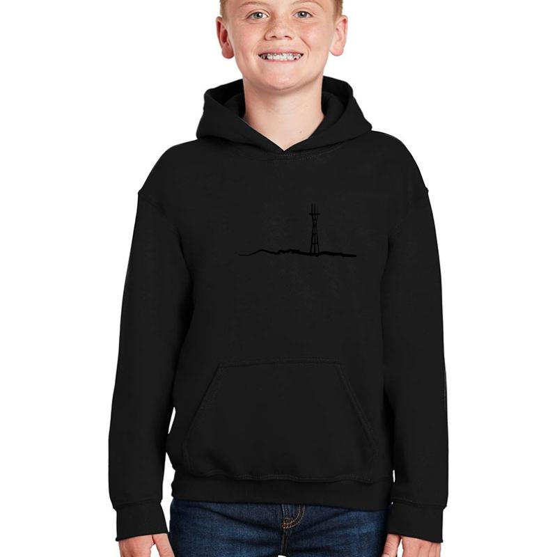 Twin Peaks &Amp; Sutro Tower Youth Hooded Sweatshirt Boy Black