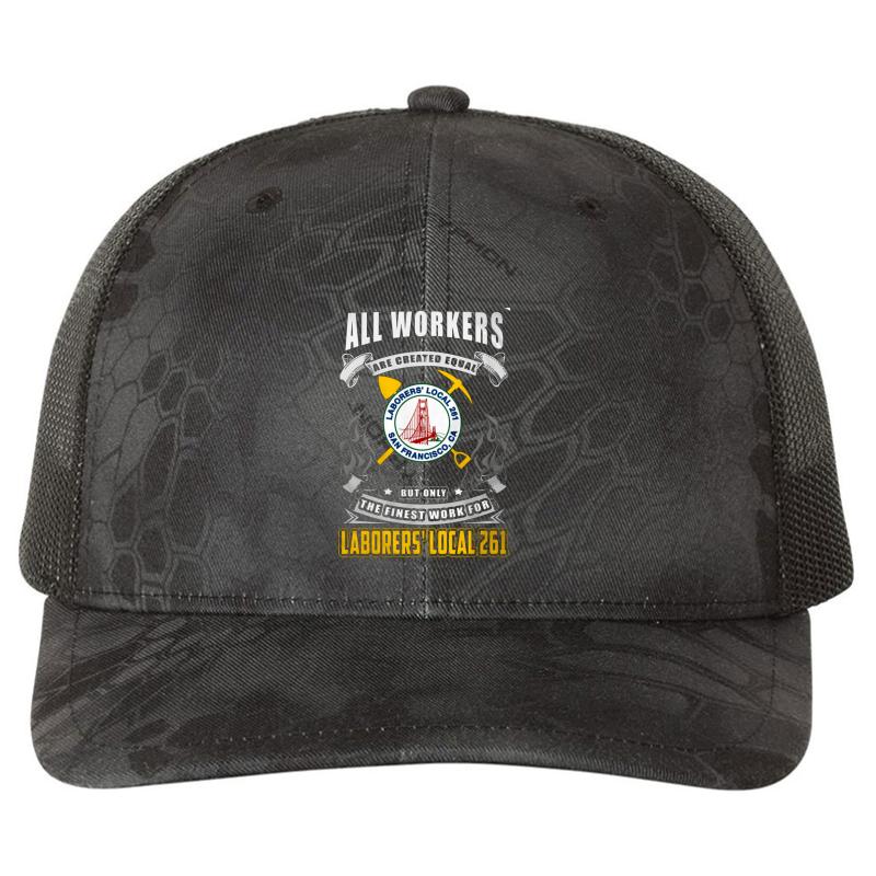 All Workers Are Created Equal Laborers' Local 261 San Fransisco Ca But Only The Finest Work For Laborers' Local 261 Richardson Premium Trucker Snapback Cap  Kryptek Typhon Black