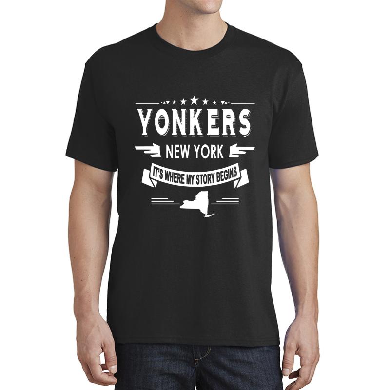 Yonkers New York It's Where My Story Begins Unisex T-Shirt Men Black