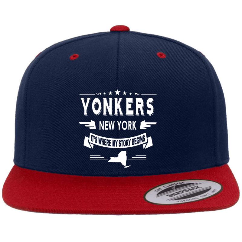 Yonkers New York It's Where My Story Begins Premium Flat Bill Snapback Cap  Navy