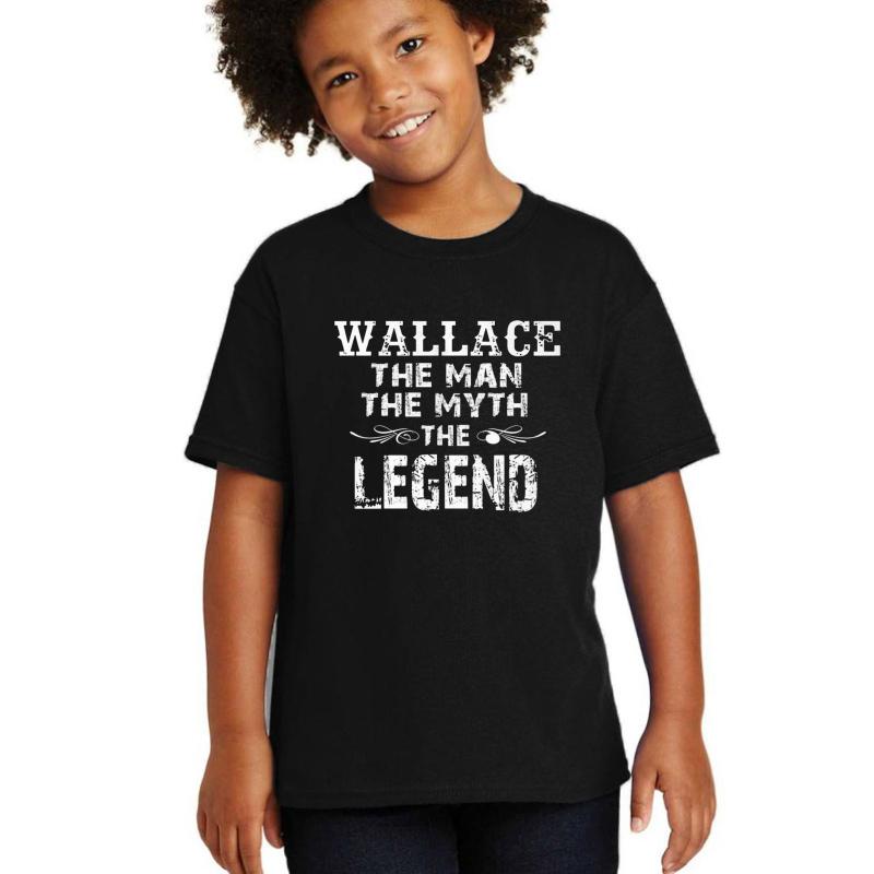 Wallace Man Myth Legend Youth T-Shirt Boy Black