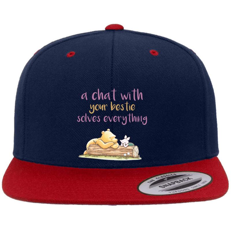 Winnie The Pooh Lovers Premium Flat Bill Snapback Cap  Navy