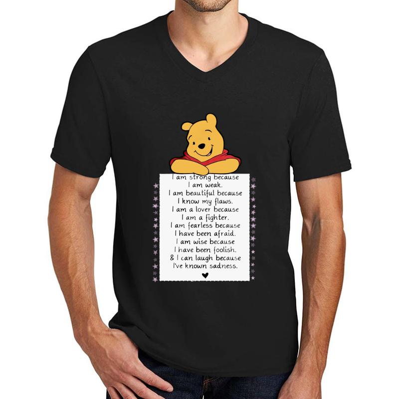 Winnie The Pooh Lovers T Shirt Unisex V-Neck T-Shirt Men Black