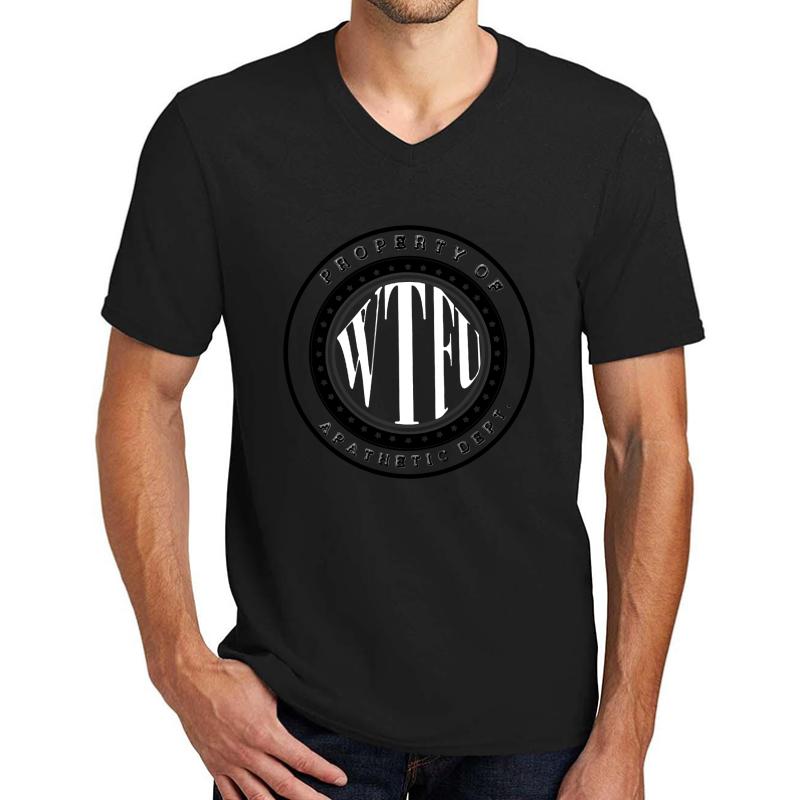 Wtfu Funny Logo Unisex V-Neck T-Shirt Men Black