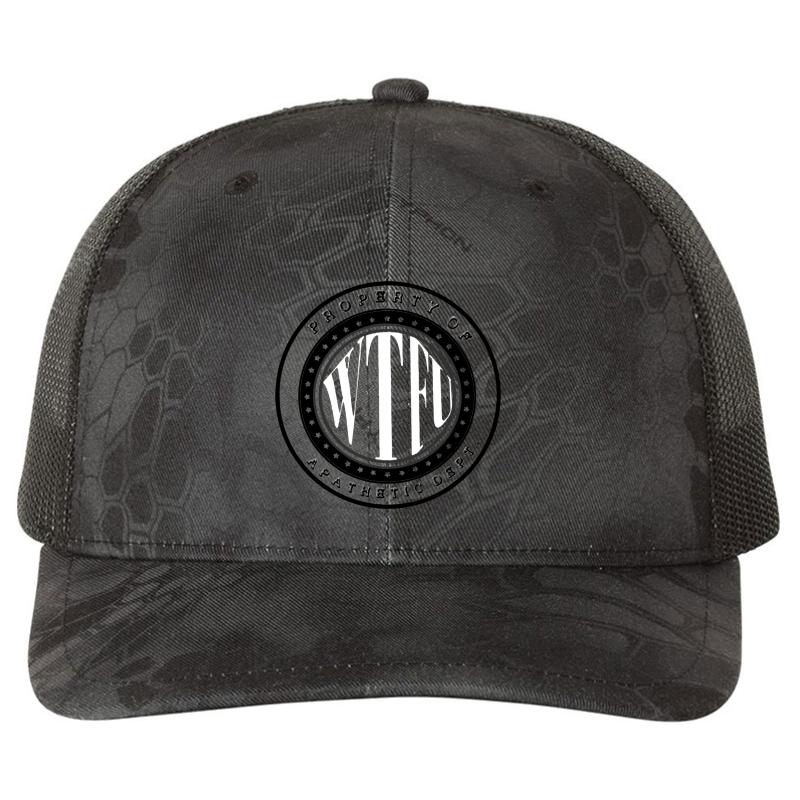 Wtfu Funny Logo Richardson Premium Trucker Snapback Cap  Kryptek Typhon Black