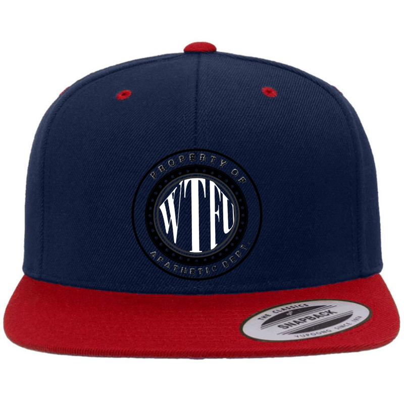 Wtfu Funny Logo Premium Flat Bill Snapback Cap  Navy