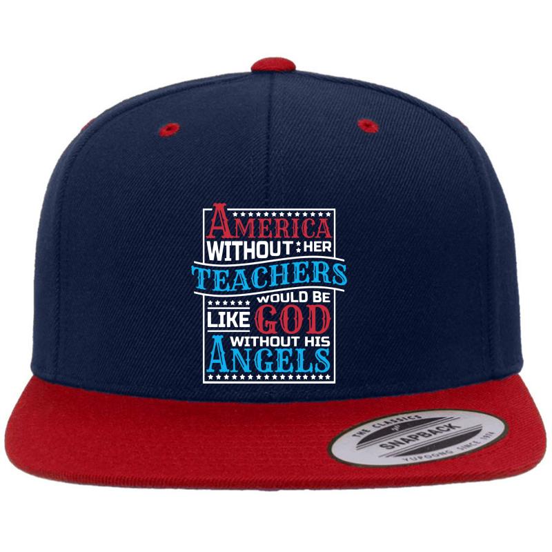 America Without Her Teachers School God Premium Flat Bill Snapback Cap  Navy