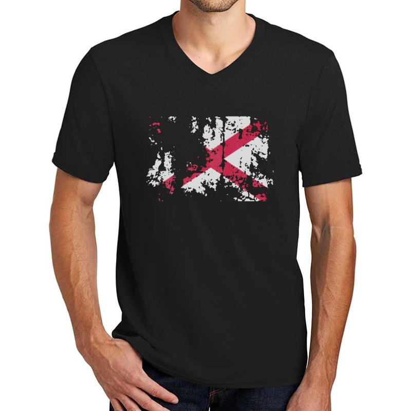 Vintage State Flag Of Alabama Unisex V-Neck T-Shirt Men Black