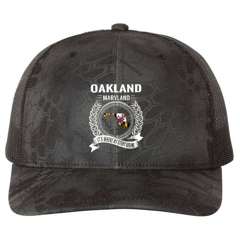 Oakland Maryland It's Where My Story Begins Flexfit Baseball Caps