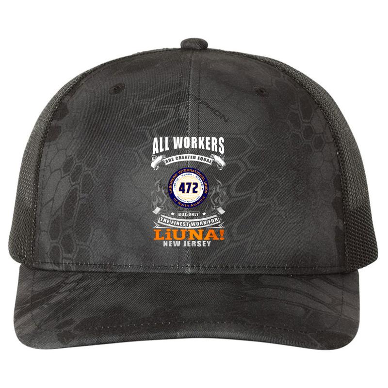 All Workers Are Created Equal Laborers 472 Local But Only The Finest Work For Liuna! New Jersey Richardson Premium Trucker Snapback Cap  Kryptek Typhon Black