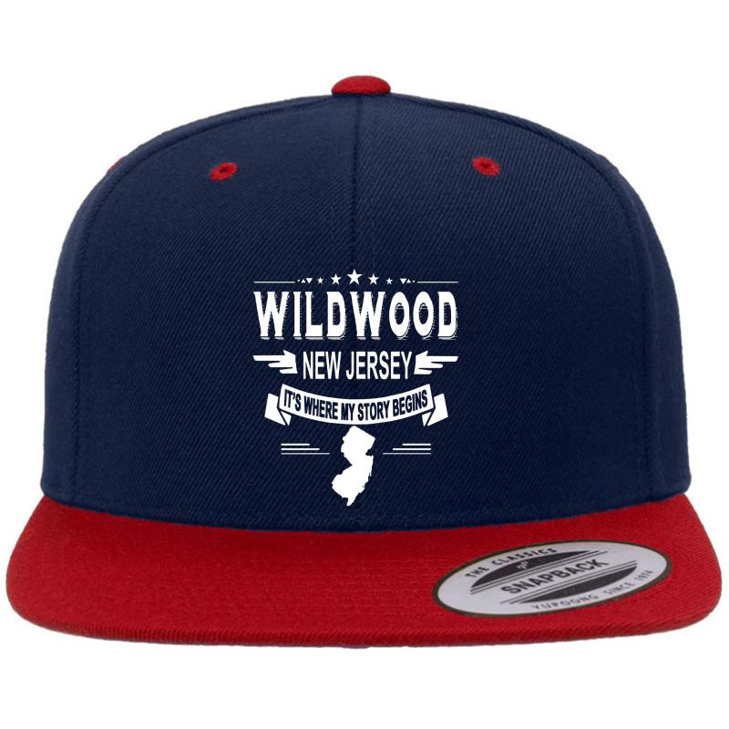 Wildwood New Jersey Its Where My Story Begins Premium Flat Bill Snapback Cap  Navy