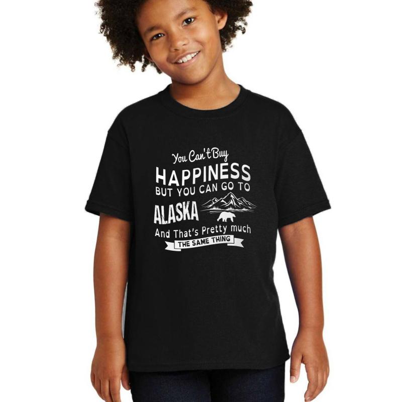 You Cant Buy Happiness But You Can Go To Alaska And Thats Pretty Much The Same Thing Youth T-Shirt Boy Black