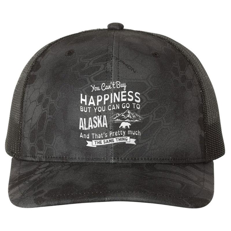 You Cant Buy Happiness But You Can Go To Alaska And Thats Pretty Much The Same Thing Richardson Premium Trucker Snapback Cap  Kryptek Typhon Black